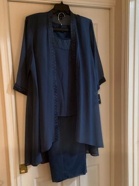 Women's Navy Pant Suit with Drape Jacket